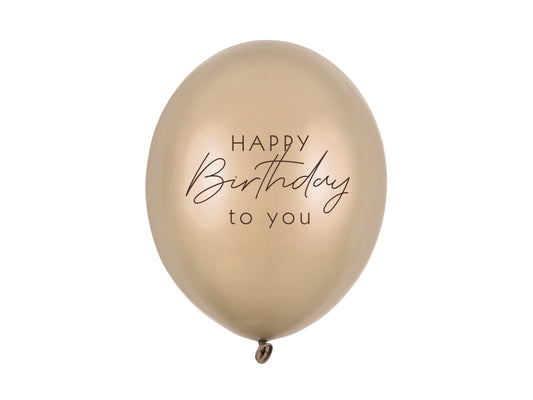 Baloane „Happy Birthday”,Metallic Cold Gold