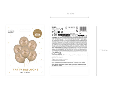 Baloane „Happy Birthday”,Metallic Cold Gold