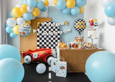 Balon folie  cu masini de curse si Happy Birthday