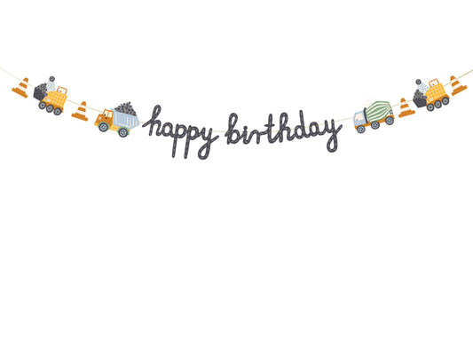 Banner „Happy Birthday Construction Vehicles”