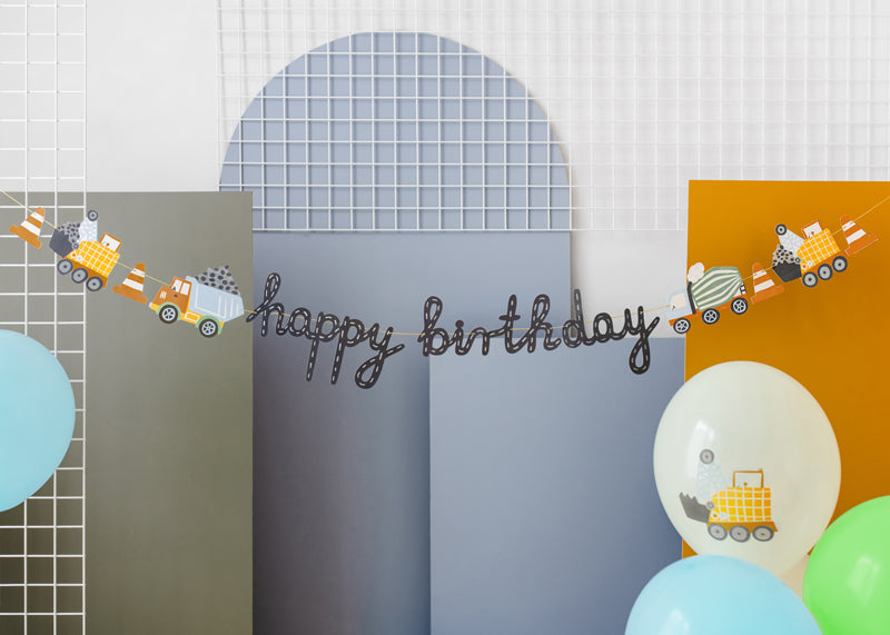 Banner „Happy Birthday Construction Vehicles”