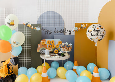 Banner „Happy Birthday Construction Vehicles”
